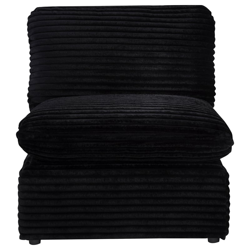 Coaster Collins Modular Upholstery Fabric Corduroy Armless Chair in Black