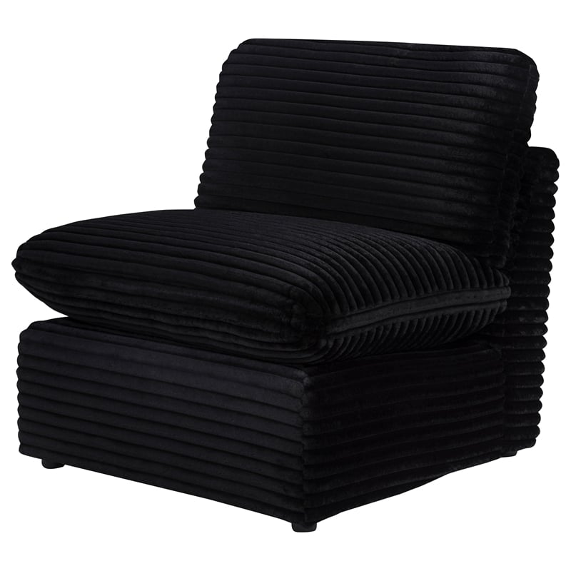 Coaster Collins Modular Upholstery Fabric Corduroy Armless Chair in Black