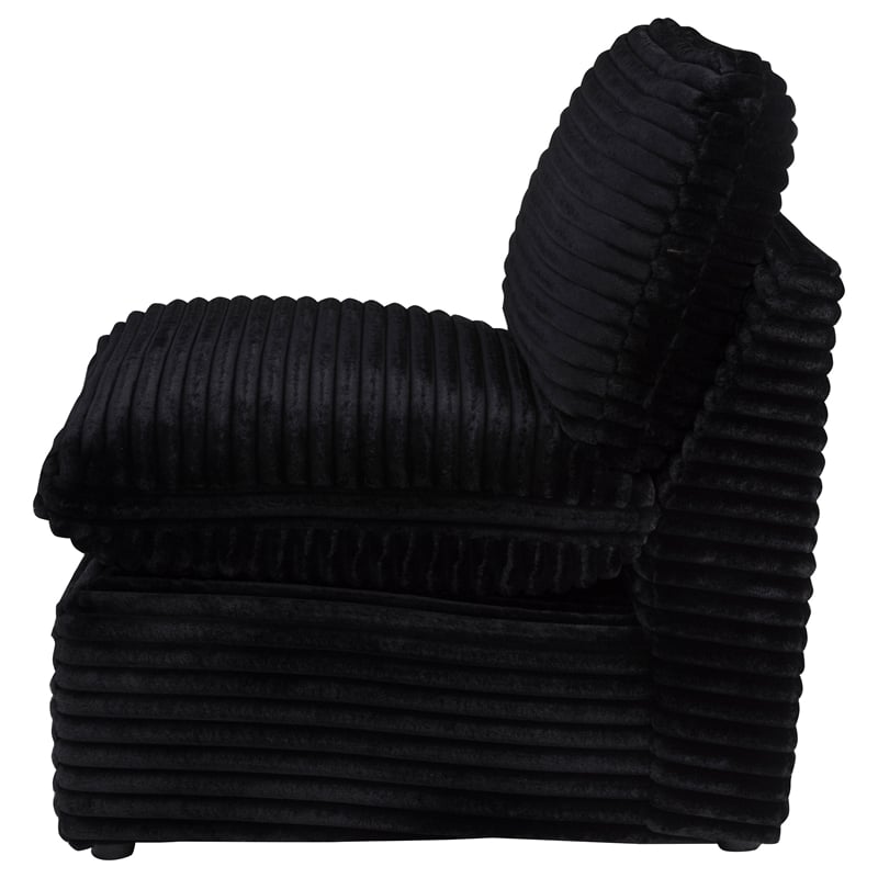 Coaster Collins Modular Upholstery Fabric Corduroy Armless Chair in Black