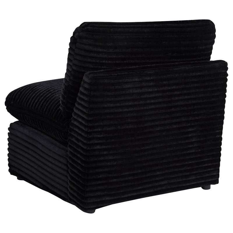 Coaster Collins Modular Upholstery Fabric Corduroy Armless Chair in Black
