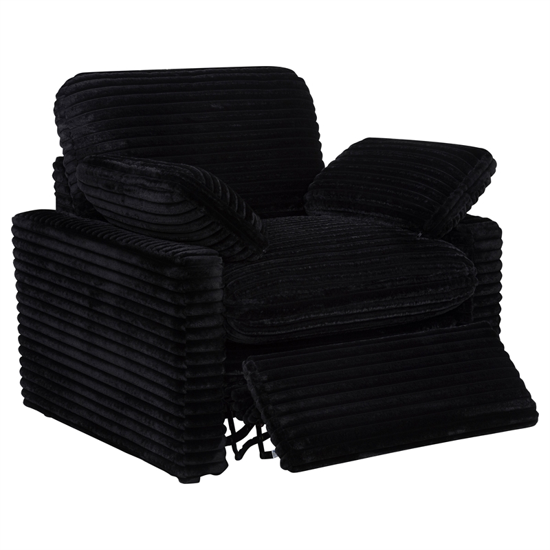 Coaster Collins Upholstery Fabric Corduroy Power Recliner Chair in Black