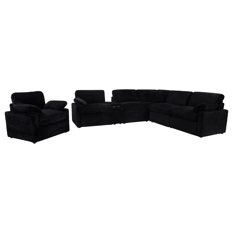 Coaster Collins Upholstery Fabric Corduroy Power Recliner Chair in Black