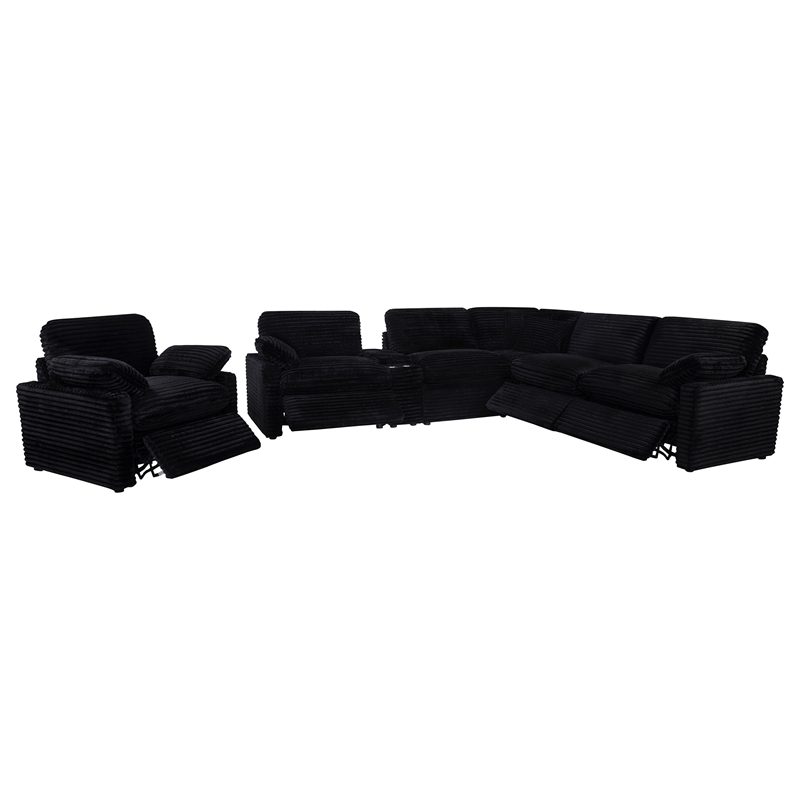Coaster Collins Upholstery Fabric Corduroy Power Recliner Chair in Black