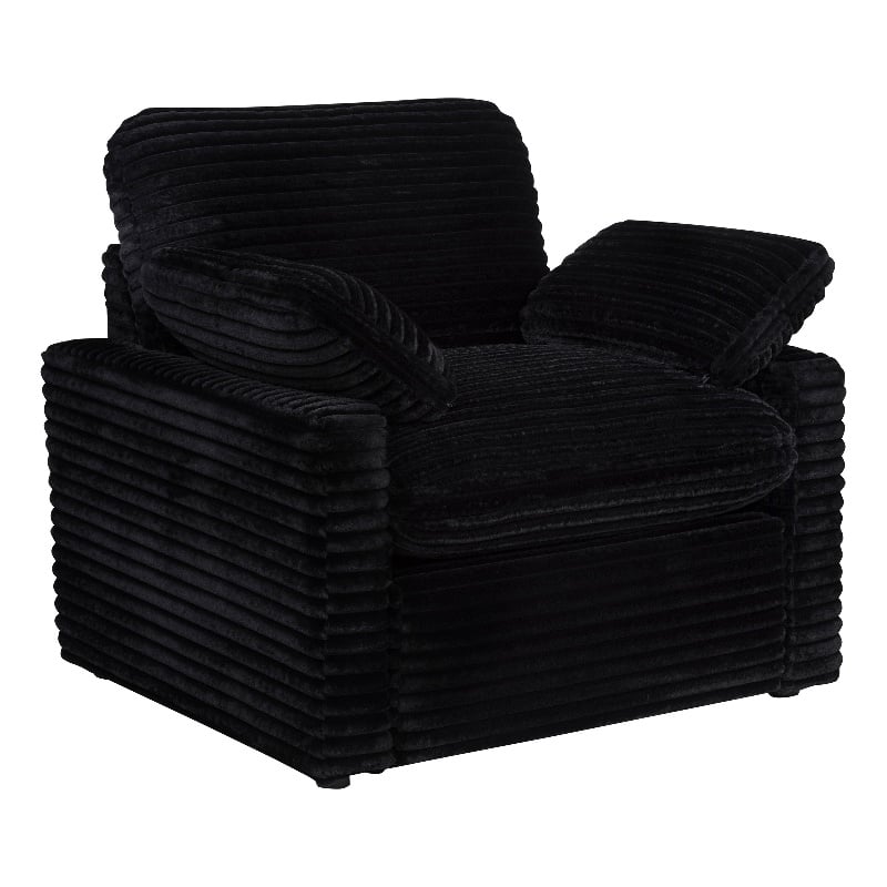 Coaster Collins Upholstery Fabric Corduroy Power Recliner Chair in Black