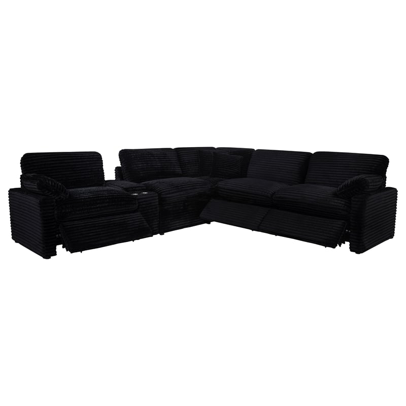 Coaster Collins 6-piece Fabric Modular Power Reclining Sectional in Black