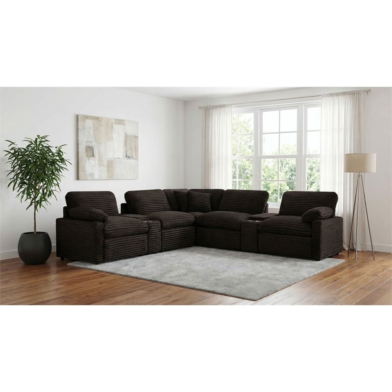 Coaster Collins 7-piece Fabric Power Reclining Sectional in Chocolate Brown