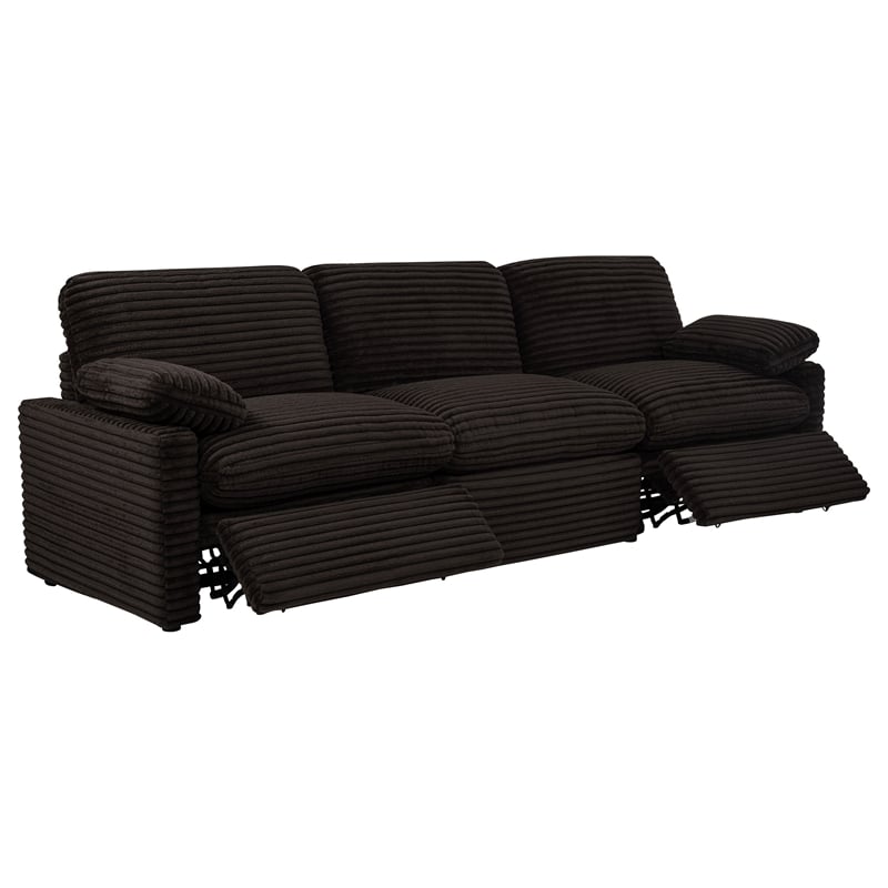 Coaster Collins Modular Upholstery Fabric Corduroy Power Sofa in Brown