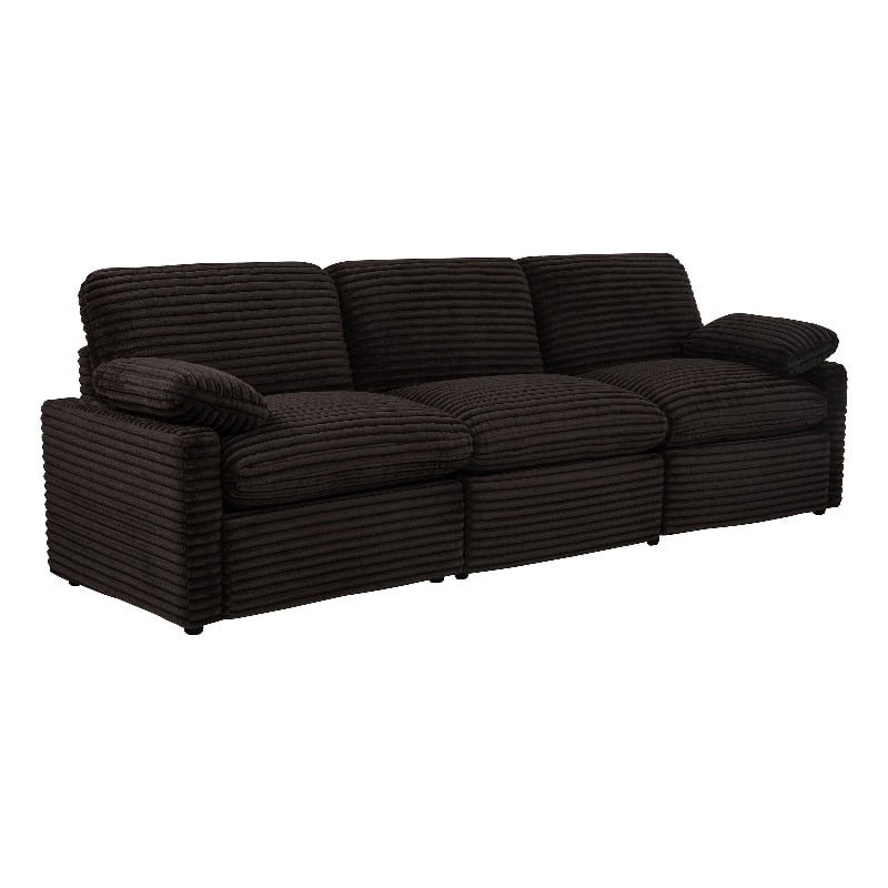 Coaster Collins Modular Upholstery Fabric Corduroy Power Sofa in Brown