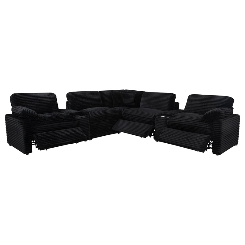 Coaster Collins 7-piece Fabric Modular Power Reclining Sectional in Black