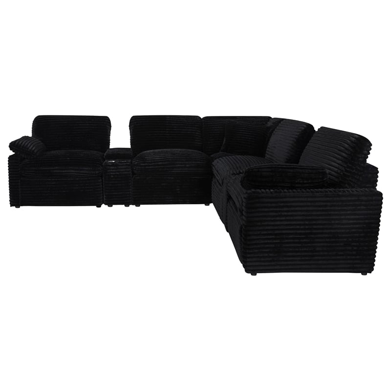 Coaster Collins 7-piece Fabric Modular Power Reclining Sectional in Black