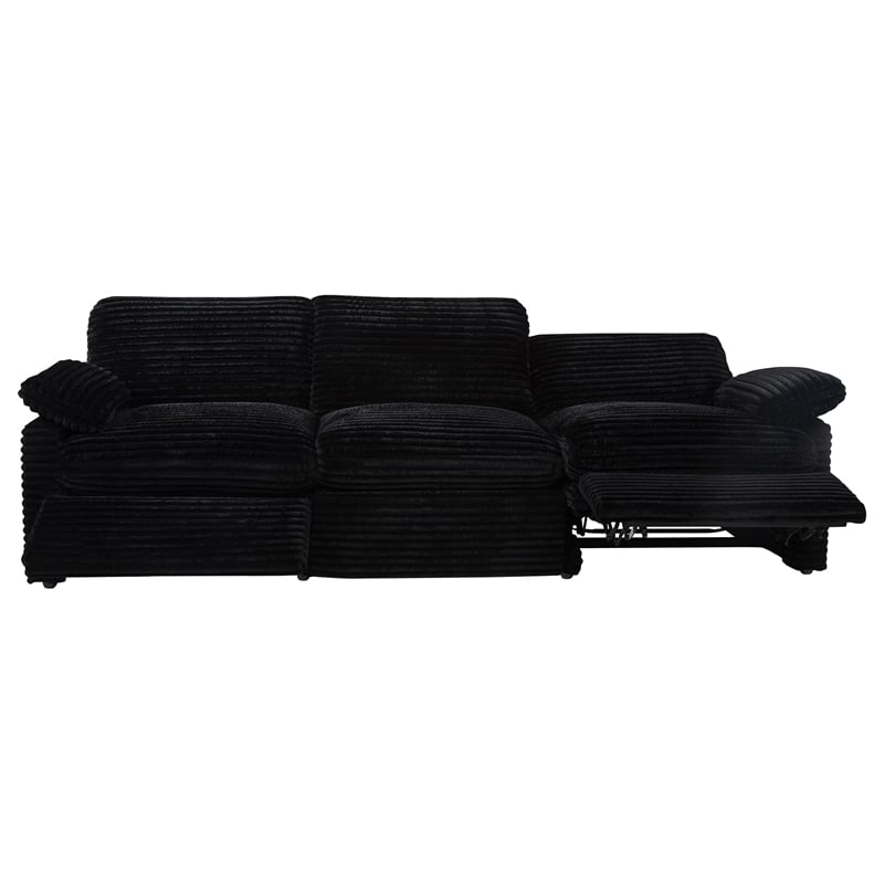 Coaster Collins Modular Upholstery Fabric Corduroy Power Sofa in Black
