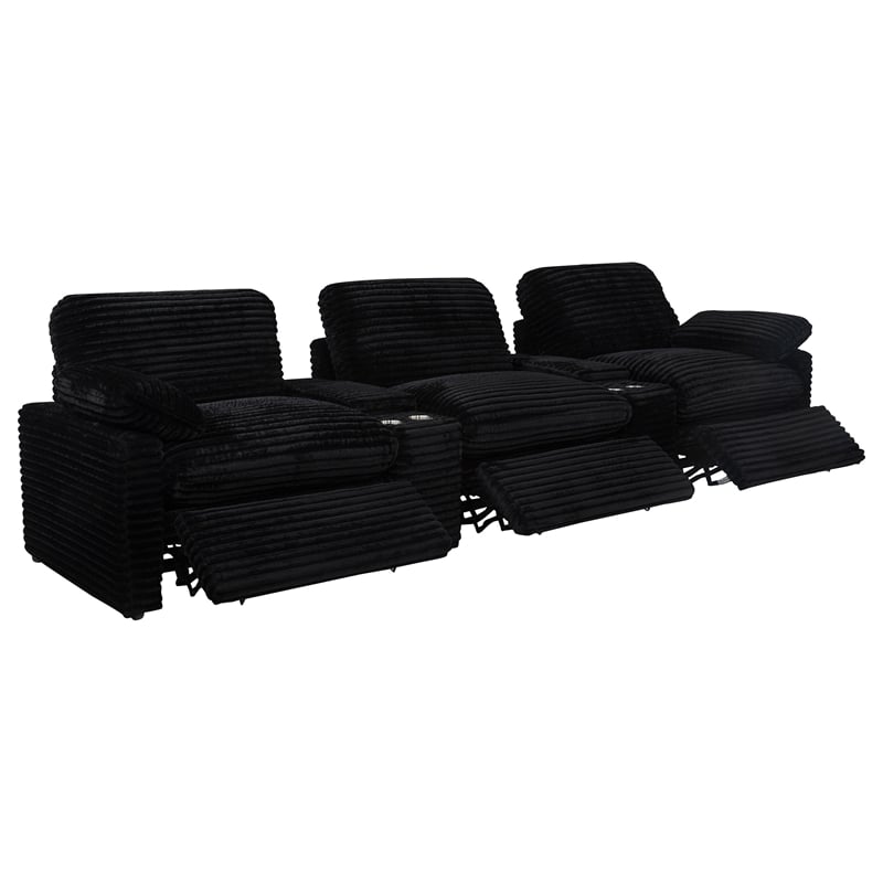Coaster Collins 5-Piece Power Reclining Home Theater Seating in Black