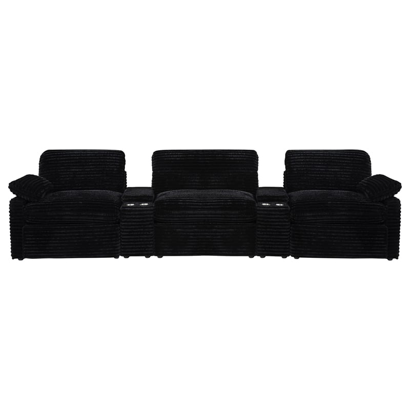 Coaster Collins 5-Piece Power Reclining Home Theater Seating in Black