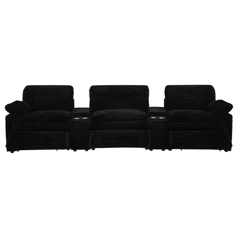 Coaster Collins 5-Piece Power Reclining Home Theater Seating in Black