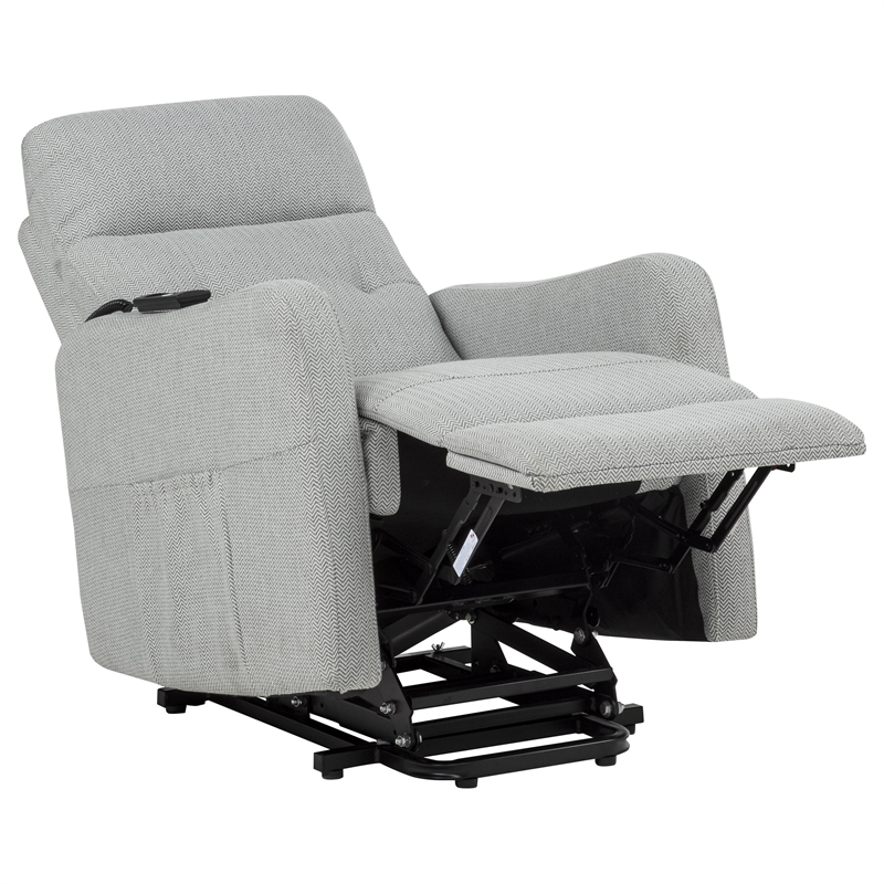 Coaster Dayes Upholstered Fabric Power Lift Recliner Chair in Light Gray