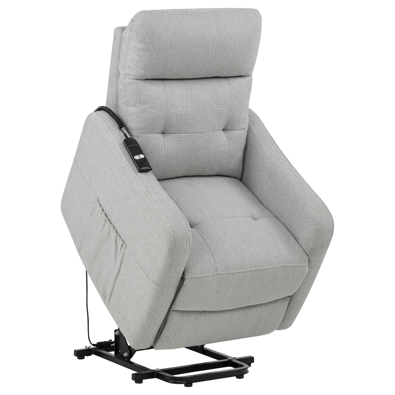 Coaster Dayes Upholstered Fabric Power Lift Recliner Chair in Light Gray