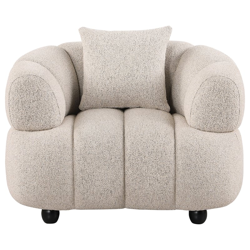 Coaster Whitney Channel Tufted Woven Fabric Upholstered Accent Chair in Pebble