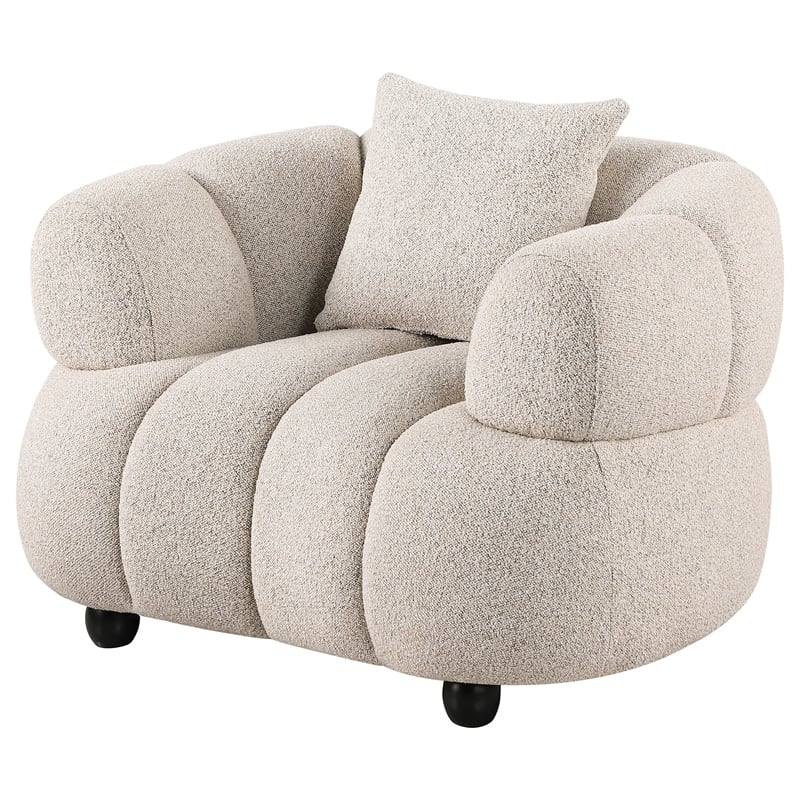 Coaster Whitney Channel Tufted Woven Fabric Upholstered Accent Chair in Pebble