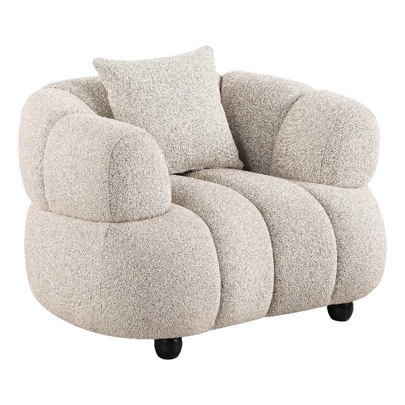 Coaster Whitney Channel Tufted Woven Fabric Upholstered Accent Chair in Pebble