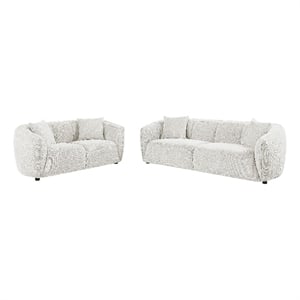 Coaster Aleisha Contemporary 2-piece Chenille Upholstered Sofa Set in Ivory