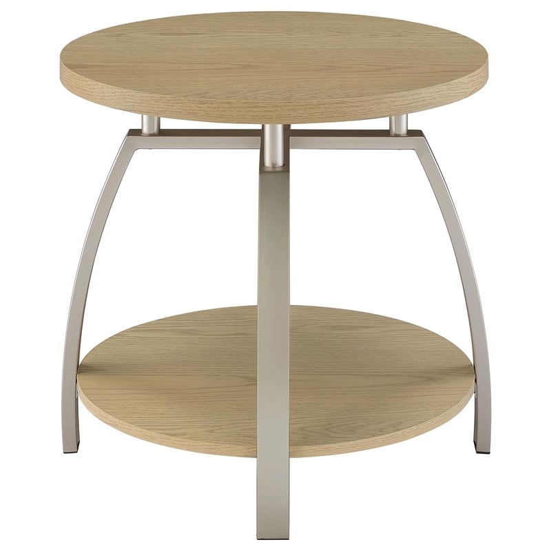 Coaster Dacre Round Engineered Wood Top Side End Table in Brown