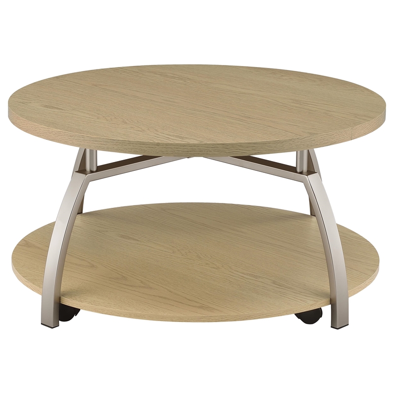 Coaster Dacre Round Engineered Wood Top Coffee Table in Brown