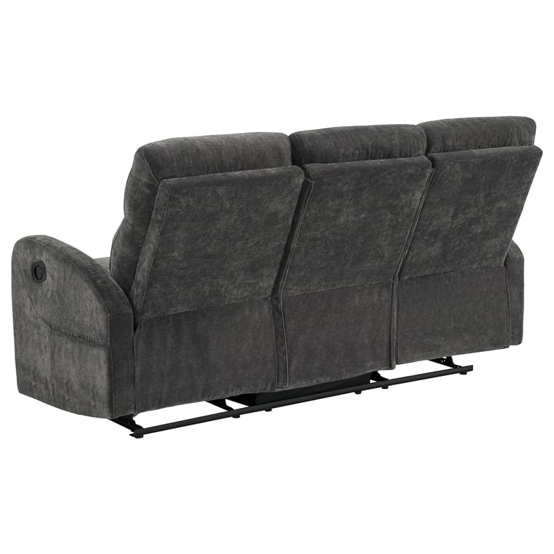 Coaster Hamilton Chenille Upholstered Manual Reclining Sofa in Charcoal Gray