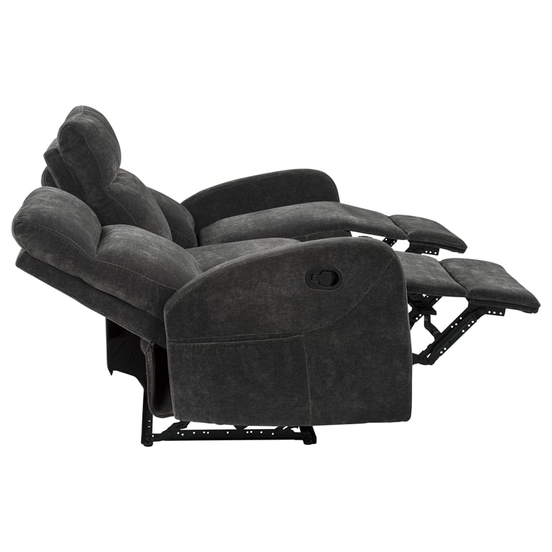 Coaster Hamilton Chenille Upholstered Manual Reclining Sofa in Charcoal Gray