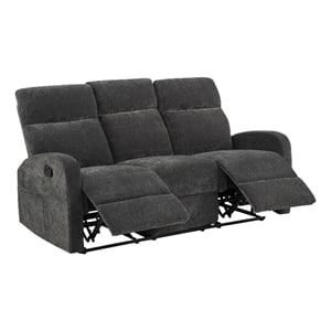 Coaster Hamilton Chenille Upholstered Manual Reclining Sofa in Charcoal Gray