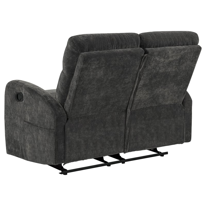 Coaster Hamilton Chenille Upholstered Manual Reclining Loveseat in Charcoal Gray