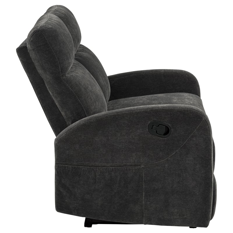 Coaster Hamilton Chenille Upholstered Manual Reclining Loveseat in Charcoal Gray