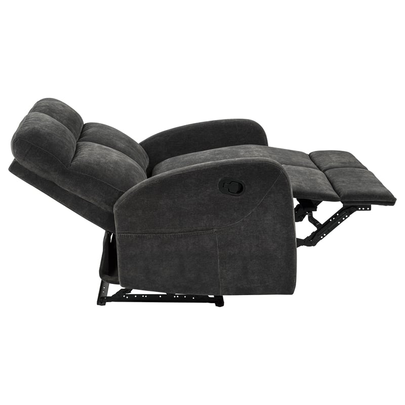 Coaster Hamilton Chenille Upholstered Manual Reclining Loveseat in Charcoal Gray