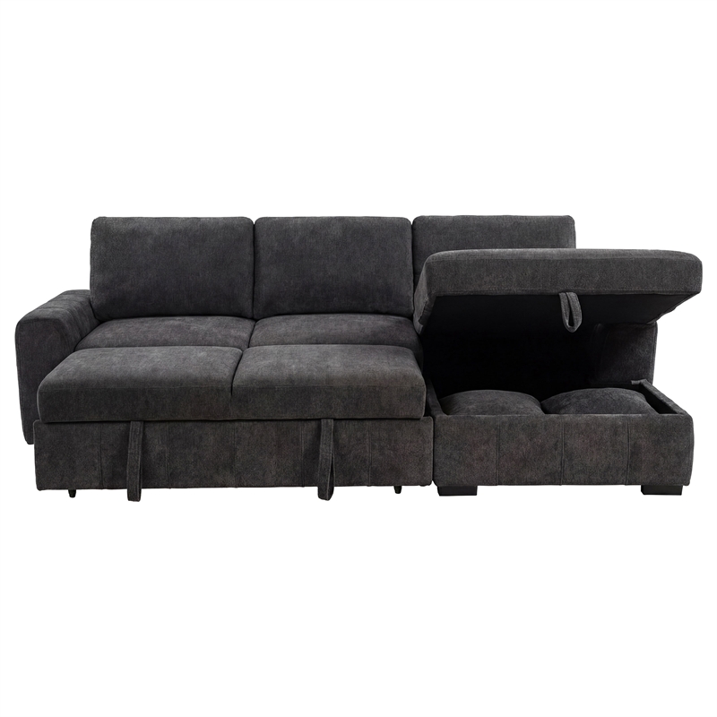 Coaster Pastrana Fabric Upholstered Sleeper Sectional Sofa RAF Chaise in Gray