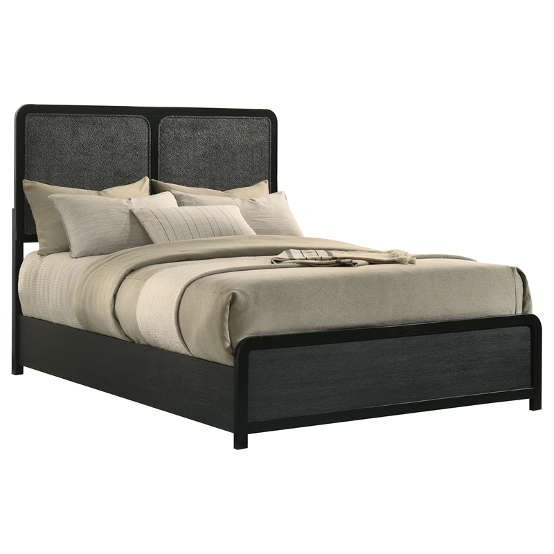 Coaster Cavelle 51-inch Mid-Century Modern Full Wood Panel Bed in Black/Charcoal
