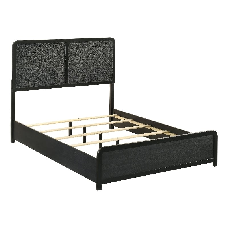 Coaster Cavelle 51-inch Mid-Century Modern Full Wood Panel Bed in Black/Charcoal