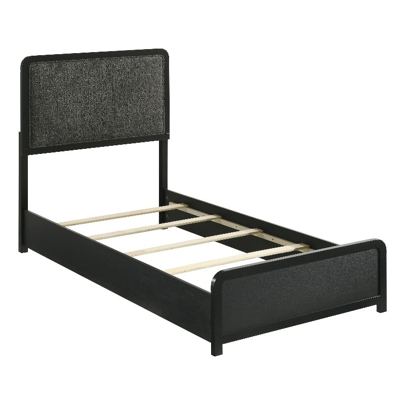 Coaster Cavelle 51-inch Mid-Century Modern Twin Wood Panel Bed in Black/Charcoal