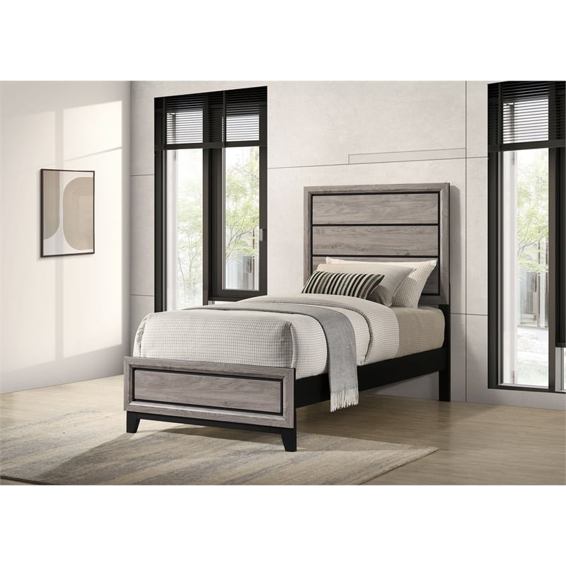 Coaster Watson Transitional Wood Twin Panel Bed in Light Taupe