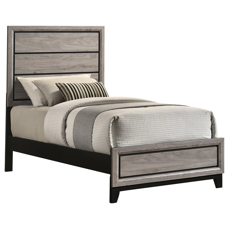Coaster Watson Transitional Wood Twin Panel Bed in Light Taupe
