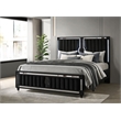 Coaster Ravenne California King LED Upholstered Velvet Panel Bed in Black