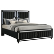 Coaster Ravenne California King LED Upholstered Velvet Panel Bed in Black