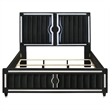 Coaster Ravenne California King LED Upholstered Velvet Panel Bed in Black