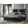Coaster Ravenne Eastern King LED Upholstered Velvet Panel Bed in Black