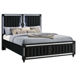 Coaster Ravenne Eastern King LED Upholstered Velvet Panel Bed in Black