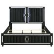 Coaster Ravenne Eastern King LED Upholstered Velvet Panel Bed in Black