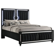 Coaster Ravenne Queen LED Upholstered Velvet Panel Bed in Black