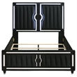 Coaster Ravenne Queen LED Upholstered Velvet Panel Bed in Black