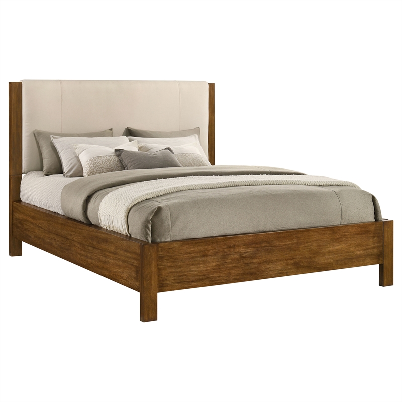 Coaster Adderley Transitional California King Wood Panel Bed in Cream/Warm Brown