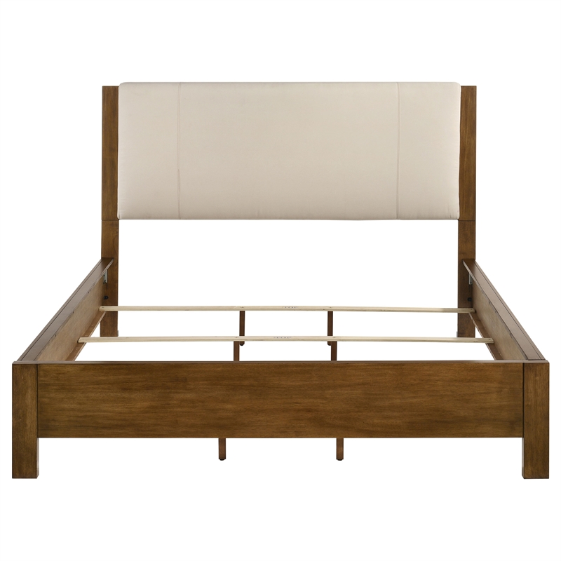 Coaster Adderley Transitional California King Wood Panel Bed in Cream/Warm Brown