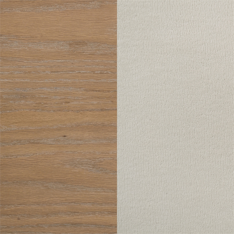 Coaster Leanne Eastern King Wood LED Panel Bed in Off White/Light Oak