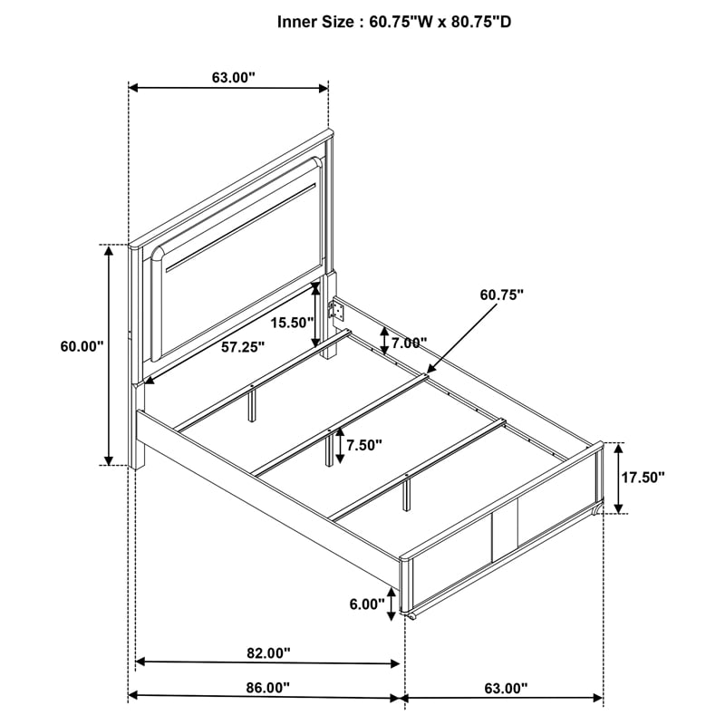 Coaster Leanne Queen Wood LED Panel Bed in Off White/Light Oak